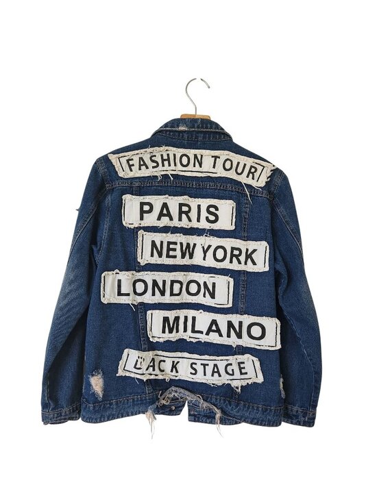 American Bazi Jackets & Blazers - Distressed Denim Jacket Paris New York London Milano Oversized Glam Supermodel